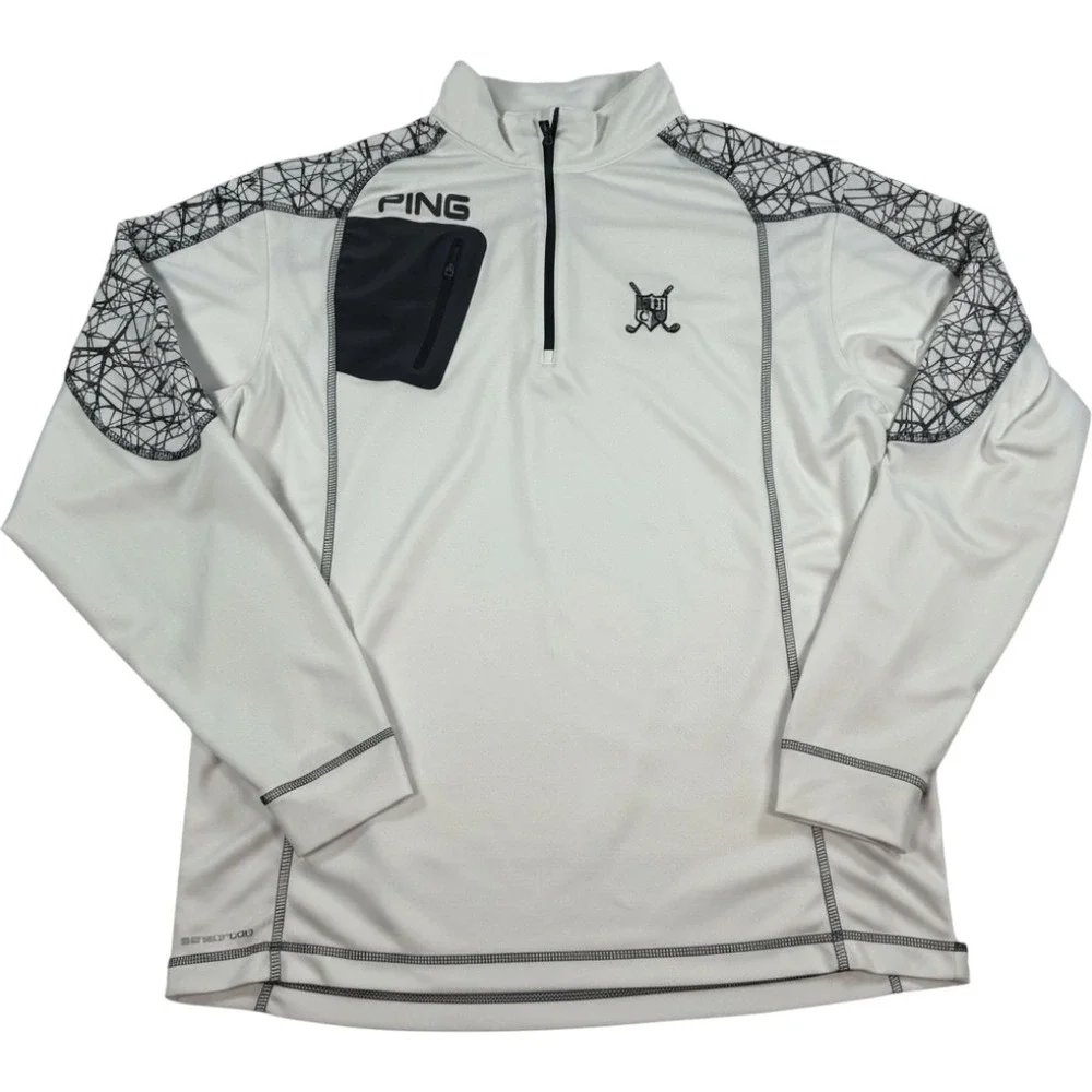 PING SensorCool Mens Large Golf Pullover White Quarter Zip THCC Logo L
